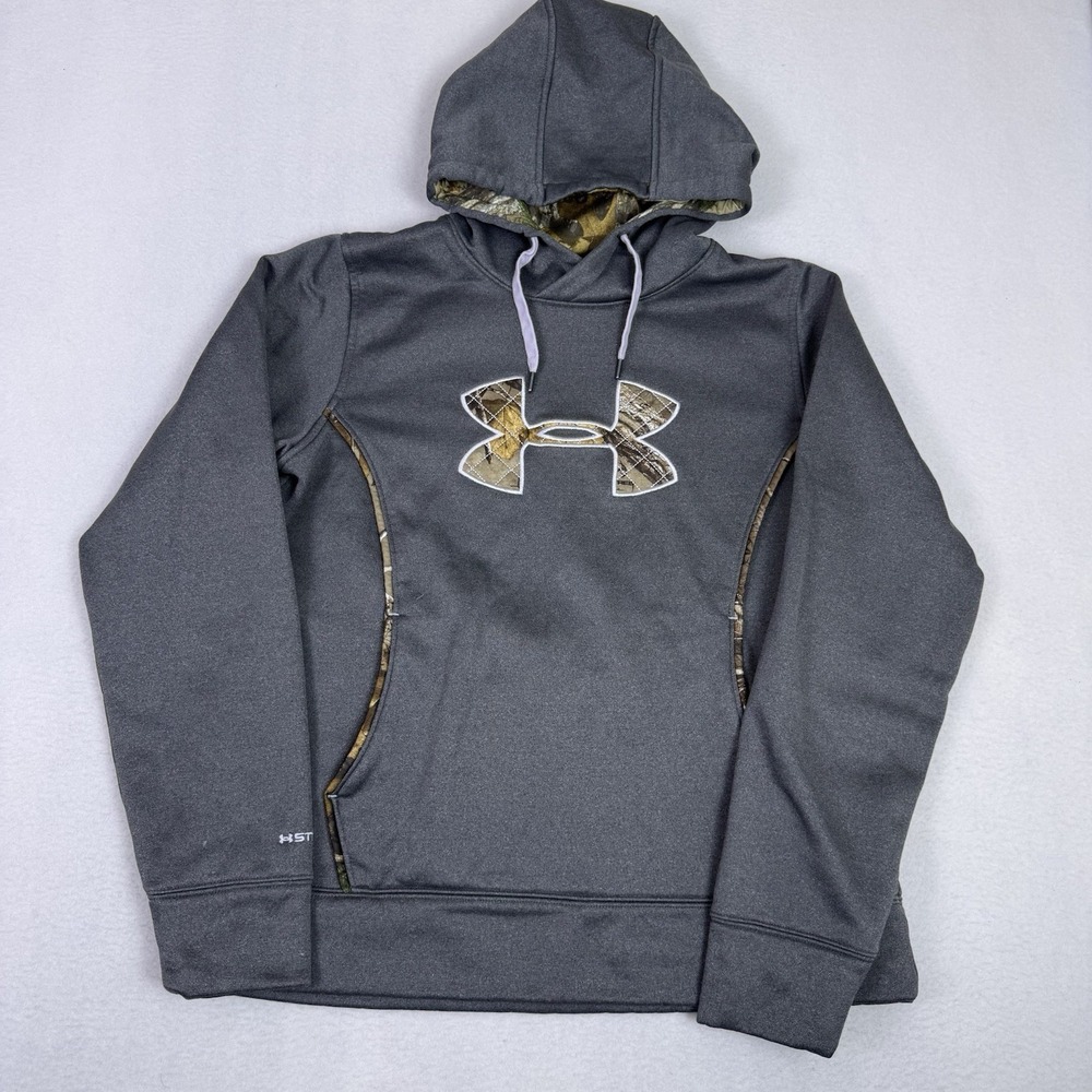 Under Armour Women's Large Gray Camo Logo‎ ColdGear Storm Hoodie
